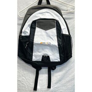 Nexus Black & White Backpack w Padded Shoulder Straps & Mesh Side Pockets 15x18”